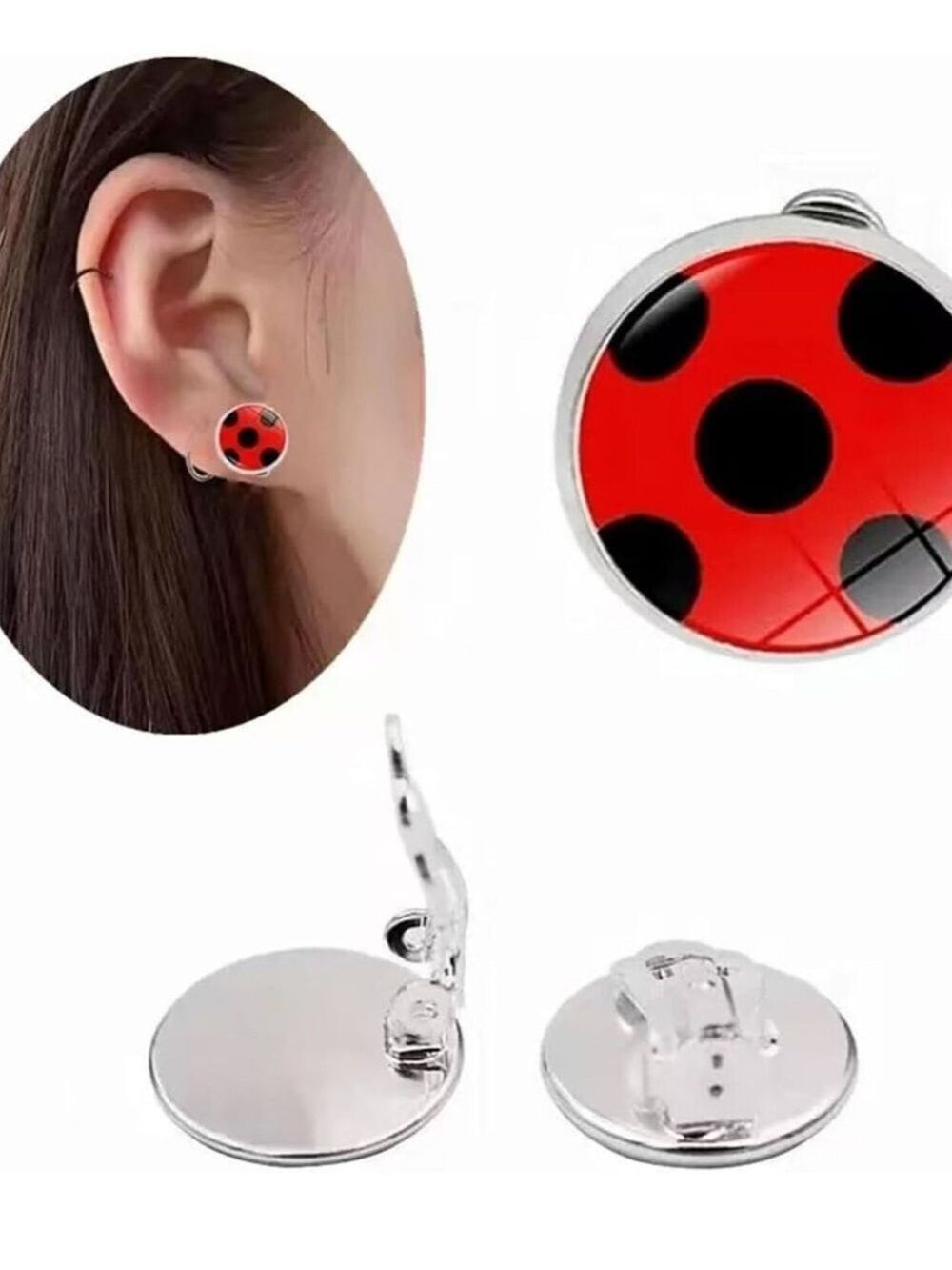 Clip On Ladybug Earrings - Picture 4 of 4